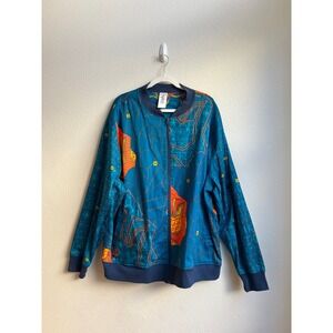 Marvel Black Panther Bomber Jacket Teal All Over Print Wakanda Forever Mens XL